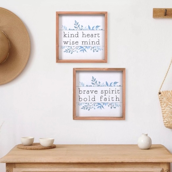 Sonoma Goods For Life Kind Heart Framed Wall Decor 2 Piece Set 9” x 9” NIB - Picture 2 of 5